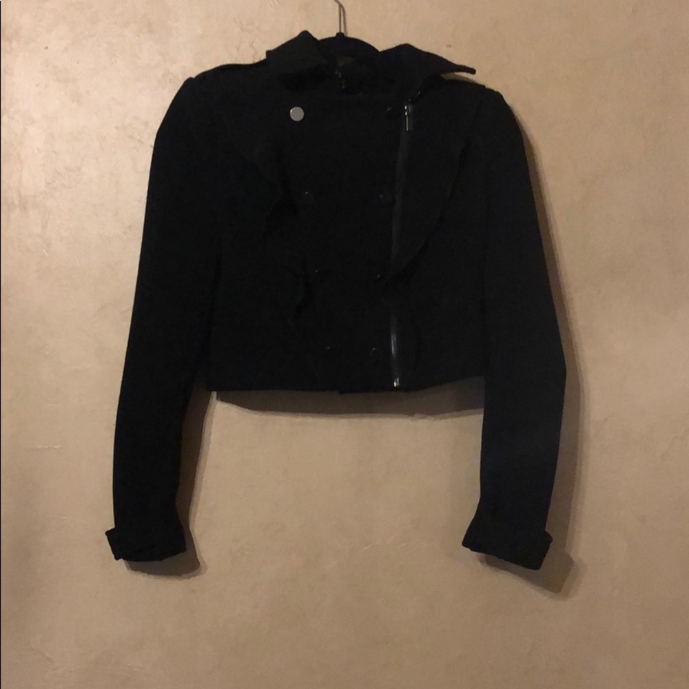 BCBG BLACK FAY RUFFLE MILITARY JACKET - Picture 2 of 6